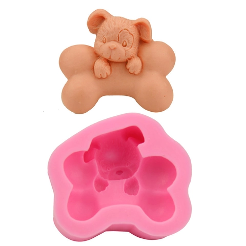 3D Puppy Chewing Bone Silicone Mold DIY Cake Decorating Fondant Baking Chocolate Handmade Soap Resin Craft Kitchen Tools