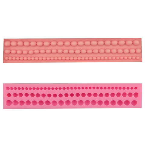 Lange Perlenkette Silikon Kuchenform Für DIY Backwerkzeug Sugarcraft Fondant Schokolade Sugarcraft Dekoration Rosa Form