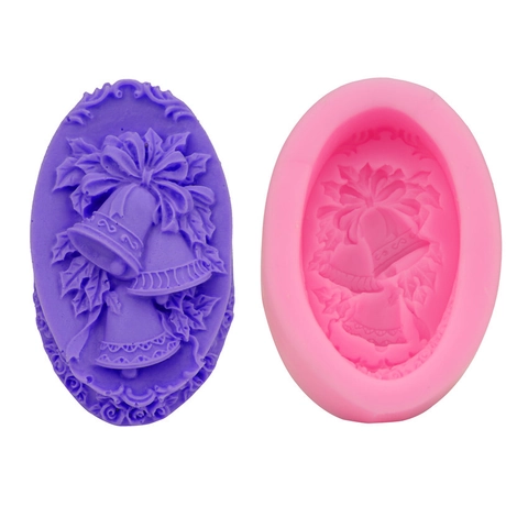 Stampo in Silicone a Forma di Campana di Natale Con Fiocco Per Torta Fondente Fai da Te Sapone Fatto a Mano Candela Gesso Rilievo