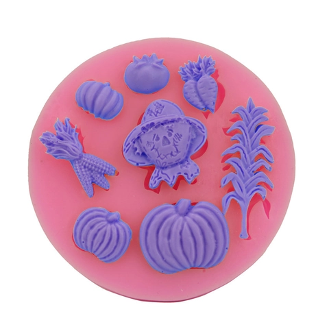 Siliconen Pompoen Maïs Vogelverschrikker Bakvorm Voor Fondant Chocolade Halloween DIY Bakken Decoratie Tool Keukenaccessoire