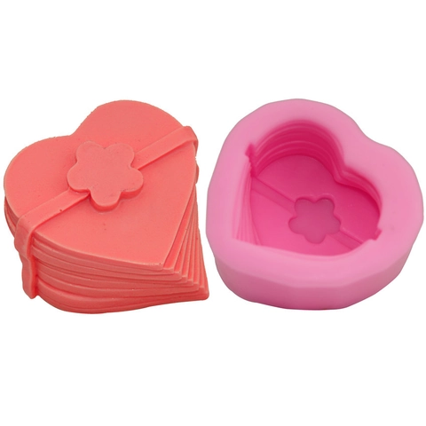 Molde de Silicona en Forma de Corazón 3D Herramientas de Horneado DIY para Fondant Chocolate Jabón Artesanía Patrón de Flores