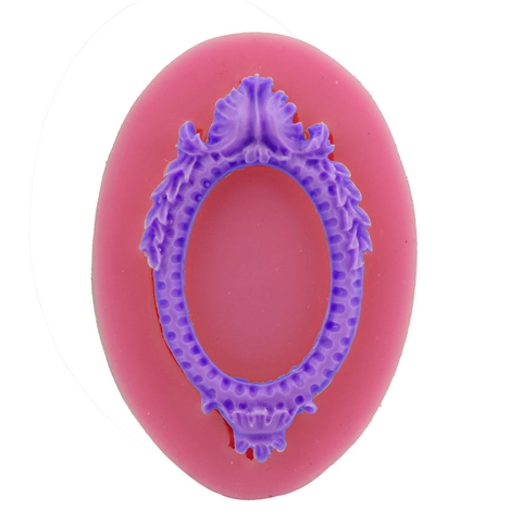 Barock Spitze Oval Spiegel Silikon Kuchenform Relief Rahmen Fondant Schokolade Backen DIY Werkzeug Küche Backgeschirr Zubehör