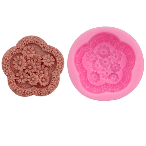 Gänseblümchen Silikon Kuchenform 3D Relief Blumenmuster Fondant Schokolade Backwerkzeug Für DIY Handgemachte Seife Gelee Mousse