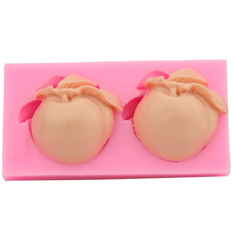 Pfirsichform Silikon Kuchenform Mit Blatt Design 3D DIY Fondant Backwerkzeug Für Schokolade Gelee Seife Rosa Backform
