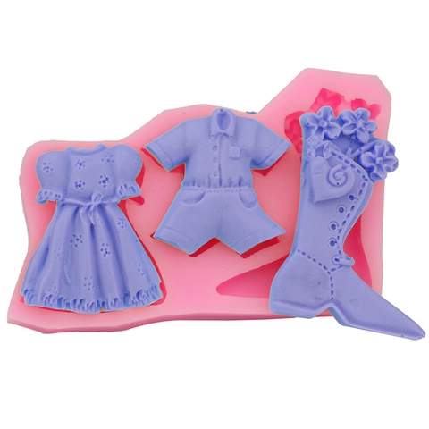 Women Clothes Boots Silicone Cake Mold DIY Baking Tool Pink Flexible Silicone Mold For Fondant Chocolate Candy Craft Decorating