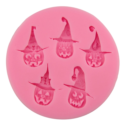 Halloween Pompoen Tovernaarshoed Siliconen Bakvorm Voor DIY Fondant Chocolade Snoep Jelly Decoratie Roze