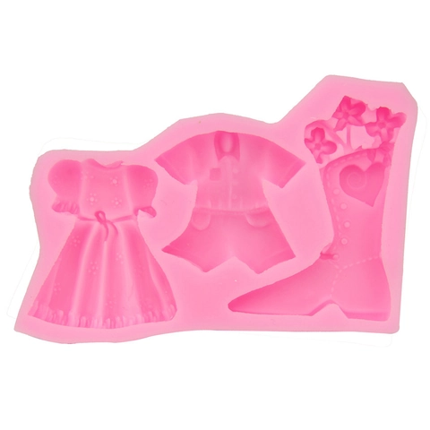 Women Clothes Boots Silicone Cake Mold DIY Baking Tool Pink Flexible Silicone Mold For Fondant Chocolate Candy Craft Decorating