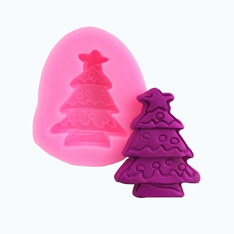 Kerstboom Siliconen Taartvorm DIY Fondant Bakgereedschap Voor Zeep Ijsblokjes Chocolade Snoep Decoratie Roze