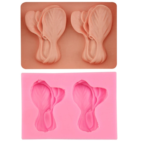 Molde de Silicona para Pasteles Col China DIY 2 Cavidades Fondant Chocolate Herramienta de Repostería Forma de Hoja