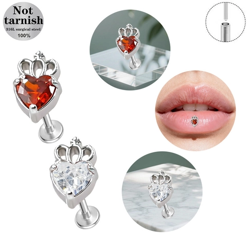 Stainless Steel Heart Butterfly Rabbit Avocado Turtle Labret Studs 316L Surgical Steel Lip Rings Ear Piercing Jewelry Women