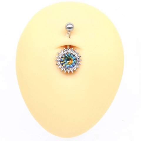 Sonnenblume Zirkonia Bauchnabelpiercing 316L Edelstahl Gebogener Stab Körper Piercing Schmuck Für Damen Mode Bauchnabel Schmuck