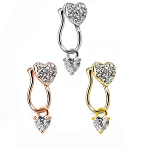 Copper Rhinestone Heart Nose Cuff Non-pierced U-shaped Evil Eye Snake Star Nose Ring Fashion Body Jewelry For Women
