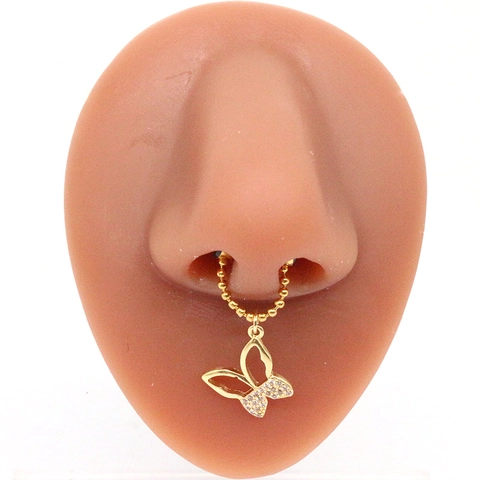 Non-Piercing Magnetic Stainless Steel Nose Ring Rhinestone Butterfly Clover Lightning Evil Eye Fake Piercing Jewelry For Women Men