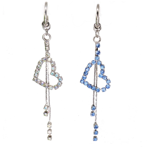 Fashion Heart Tassel Belly Ring Non Piercing Ear Clip Dual Use Brass Rhinestone Body Jewelry For Women Party Gift Accessory