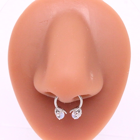 316L Stainless Steel Dragon Claw Septum Ring Synthetic Opal Horseshoe Circular Barbell Punk Gothic Nose Piercing Jewelry