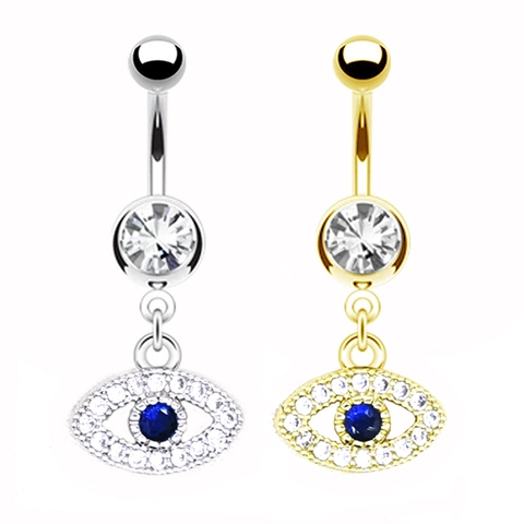Boho Böses Auge Bauchnabelpiercing Edelstahl Zirkonia Piercing Schmuck Exotischer Navel Ring Für Damen Geschenk