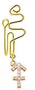 12 Zodiac Constellation Non-Piercing Nose Cuff Gold Plated Copper Rhinestone Pendant Clip On Nose Ring For Women Jewelry