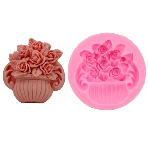 Stampo in Silicone 3D Cesto di Rose per Decorazione Torte Fondente Strumento da Forno Cioccolato Sapone Argilla Fai da Te Casa