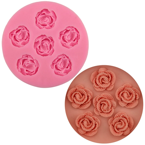 Roosbloem Siliconen Taartvorm 6-Gats DIY Bakgereedschap Voor Fondant Chocolade Handgemaakte Zeep Ijsblokjesbakje Keuken