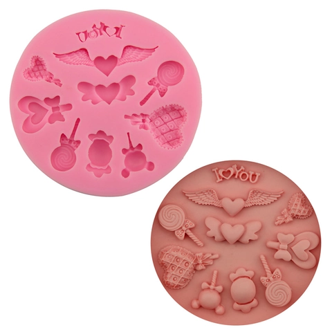 Flügel Herz Lutscher Silikonform Für DIY Fondant Schokolade Kuchen Backwerkzeug I Love You Muster Sugarcraft Seifenform