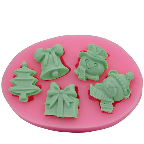 Weihnachtsbaum Schneemann Geschenk Glocke Silikon Fondant Kuchenform DIY Schokolade Backwerkzeug Rosa Für Festival Party Küche Backform