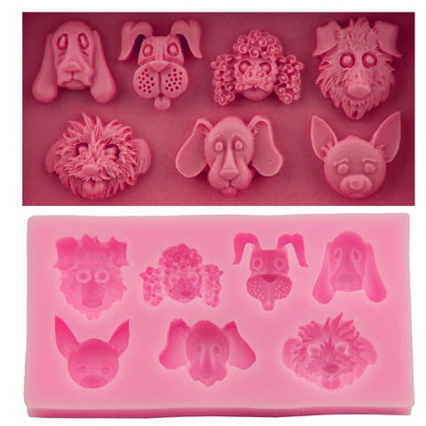 3D Hunderassen Silikon Fondant Form Für Kuchen Dekoration Schokolade Süßigkeiten Ton Werkzeug Pudel Bulldogge Hundekopf Formen