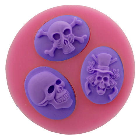Schedel Siliconen Taartvorm Skelet Hoofd Fondant Vorm Voor Halloween Bakken Chocolade Gelei DIY Gereedschap Roze Keuken
