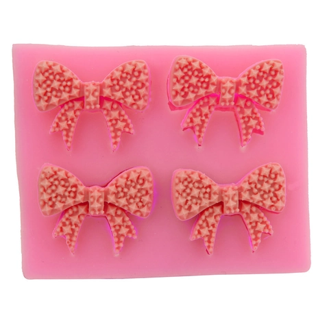 Strik Siliconen Cakevorm DIY Fondant Bakgereedschap Vier Gaten Strikvorm Chocolade Vorm Voor Keuken Bakgerei Roze