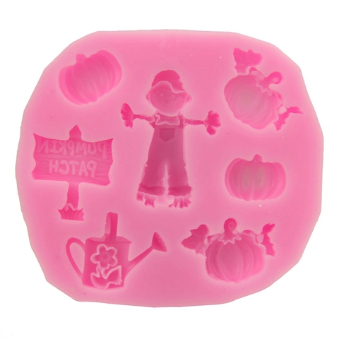 Halloween Pumpkin Scarecrow Silicone Mold For DIY Fondant Cake Decorating Autumn Pumpkin Patch Signboard Baking Tools