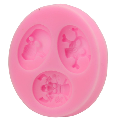 Schedel Siliconen Taartvorm Skelet Hoofd Fondant Vorm Voor Halloween Bakken Chocolade Gelei DIY Gereedschap Roze Keuken