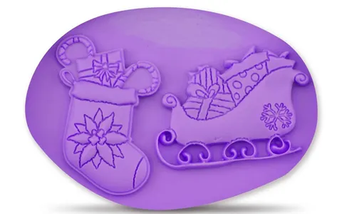 Molde de Silicona de Trineo y Calcetín de Navidad para Fondant Chocolate Repostería Herramientas DIY Diseño de Copo de Nieve