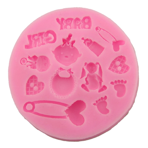 Baby Mädchen Thema Silikon Fondant Form DIY Backwerkzeug Für Tortendekoration Schokolade Sugarcraft Rosa Runde Küchenform