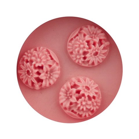 3-Cavity Daisy Flower Silicone Mold For DIY Fondant Chocolate Baking Tool Cake Decoration Handmade Soap Craft Pink
