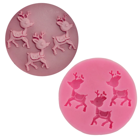 Silicone Reindeer Fondant Mold For DIY Cake Decorating Chocolate Candy Jelly Soap Craft Baking Tool Kitchen Accessory