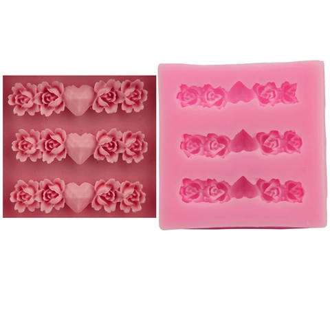 Silikon Herz Rose Kuchenform DIY Fondant Schokolade Backwerkzeug Relief Blumenmuster Küche Bastelform