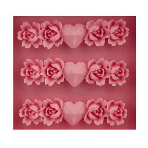 Silikon Herz Rose Kuchenform DIY Fondant Schokolade Backwerkzeug Relief Blumenmuster Küche Bastelform