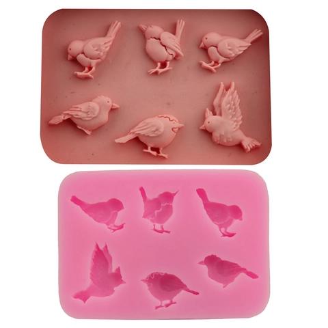 3D Vogelform Silikon Tortenform Fondant Rosa Vögel Muster DIY Schokolade Backwerkzeug Flexible Handwerk Harz Dekorationsform