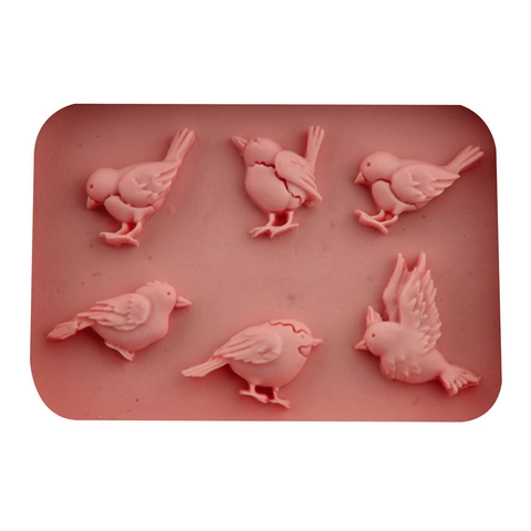 3D Vogelform Silikon Tortenform Fondant Rosa Vögel Muster DIY Schokolade Backwerkzeug Flexible Handwerk Harz Dekorationsform