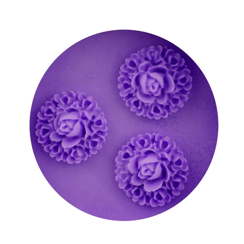 3-Loch Rosenblüte Silikonform DIY Backwerkzeug Für Fondant Schokolade Kuchen Seife Basteln Rosa Küchenzubehör