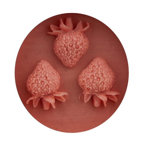 Erdbeere Silikonform Für DIY Kuchen Fondant Schokolade Backen Deko Werkzeuge 3-Kavitäten Hitzebeständig Rosa