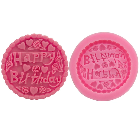 Stampo in Silicone Happy Birthday con Lettere Rosa e Cuore per Torta Fondente Cioccolato Fai da Te Strumento da Forno Goffrato