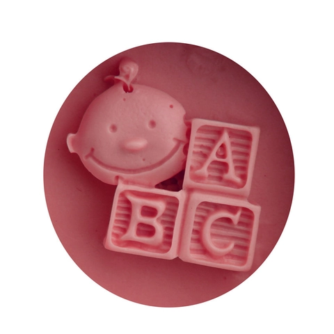 Flexible Silikon Baby Gesicht ABC Buchstaben Blöcke Fondant Kuchenform DIY Schokolade Sugarcraft Backwerkzeug Rosa Rund Formen