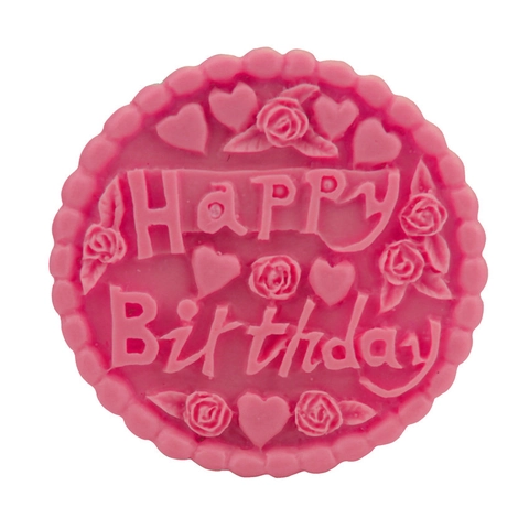 Stampo in Silicone Happy Birthday con Lettere Rosa e Cuore per Torta Fondente Cioccolato Fai da Te Strumento da Forno Goffrato