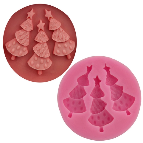 3-Holte Kerstboom Siliconen Bakvorm DIY Fondant Chocolade Ijsblokjesvorm Voor Kerstfeest Bakken Keukengereedschap