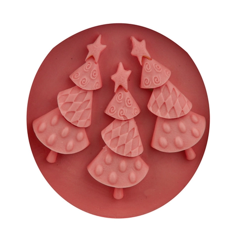 3-Holte Kerstboom Siliconen Bakvorm DIY Fondant Chocolade Ijsblokjesvorm Voor Kerstfeest Bakken Keukengereedschap