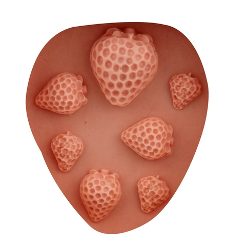 Stampo in Silicone a Forma di Fragola a Sette Cavità Strumento di Cottura Fondente Fai-da-te Cioccolato Sapone Ghiaccio Cucina