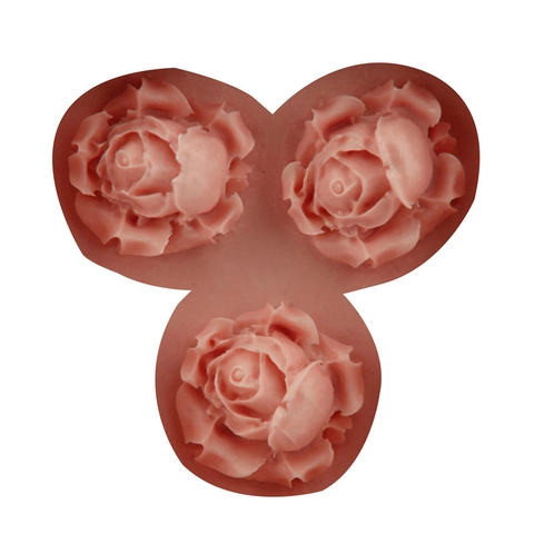 Triple Rose Flower Silicone Cake Mold DIY Fondant Baking Tool Chocolate Jelly Ice Cube Mold Pink Flexible Dessert Decoration Mold