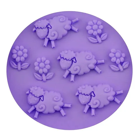 Schaf Blume Silikon Kuchenform DIY Fondant Backwerkzeug Für Schokolade Gelee Eiswürfelschale Tierform Relief Backgeschirr