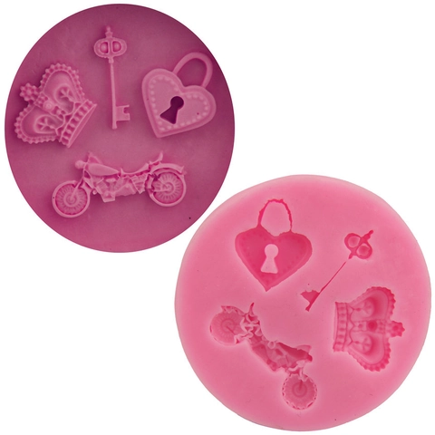 Silikon Kuchenform Herzschloss Schlüssel Motorrad Form Fondant Schokoladenform Für DIY Backen Kuchen Deko Werkzeuge
