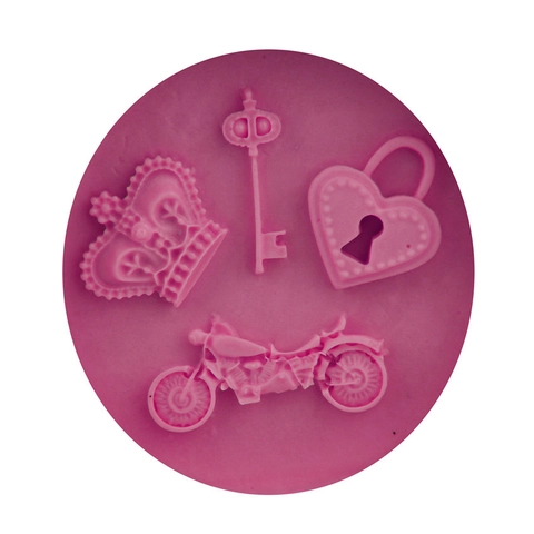 Silikon Kuchenform Herzschloss Schlüssel Motorrad Form Fondant Schokoladenform Für DIY Backen Kuchen Deko Werkzeuge